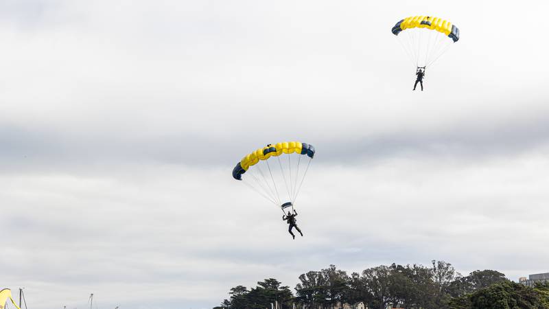 Navy Parachute Team jumps during San Francisco Fleet Week